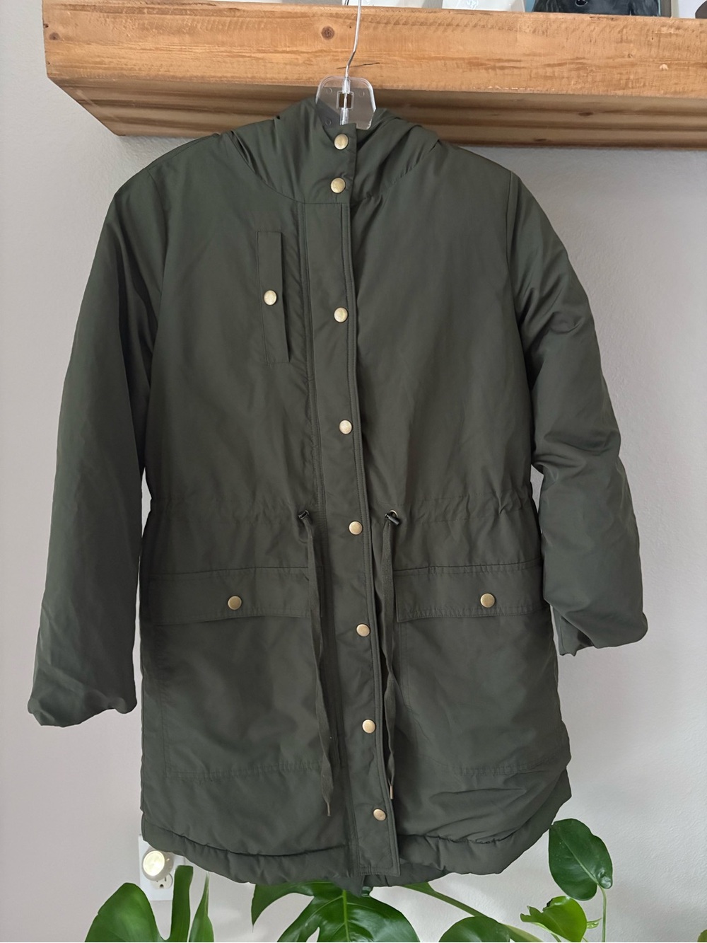 LOFT Olive Green Hooded Puffer Parka